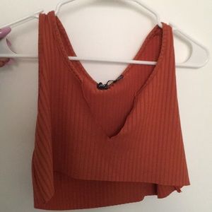 Burnt Orange Deep V Crop
